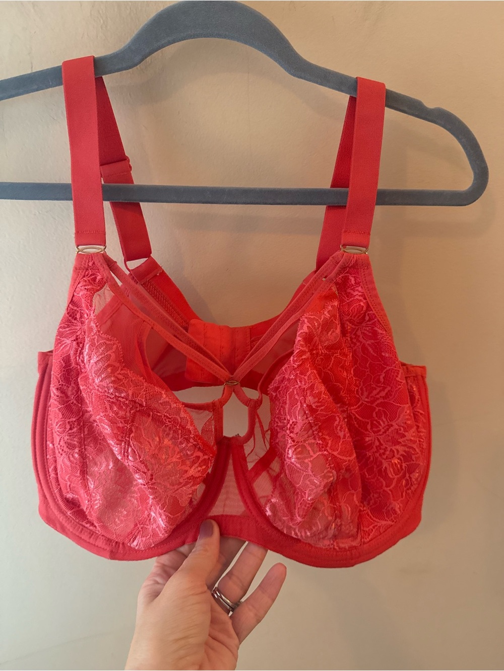 Elomi Brianna cage plunge bra redish pink size 36I